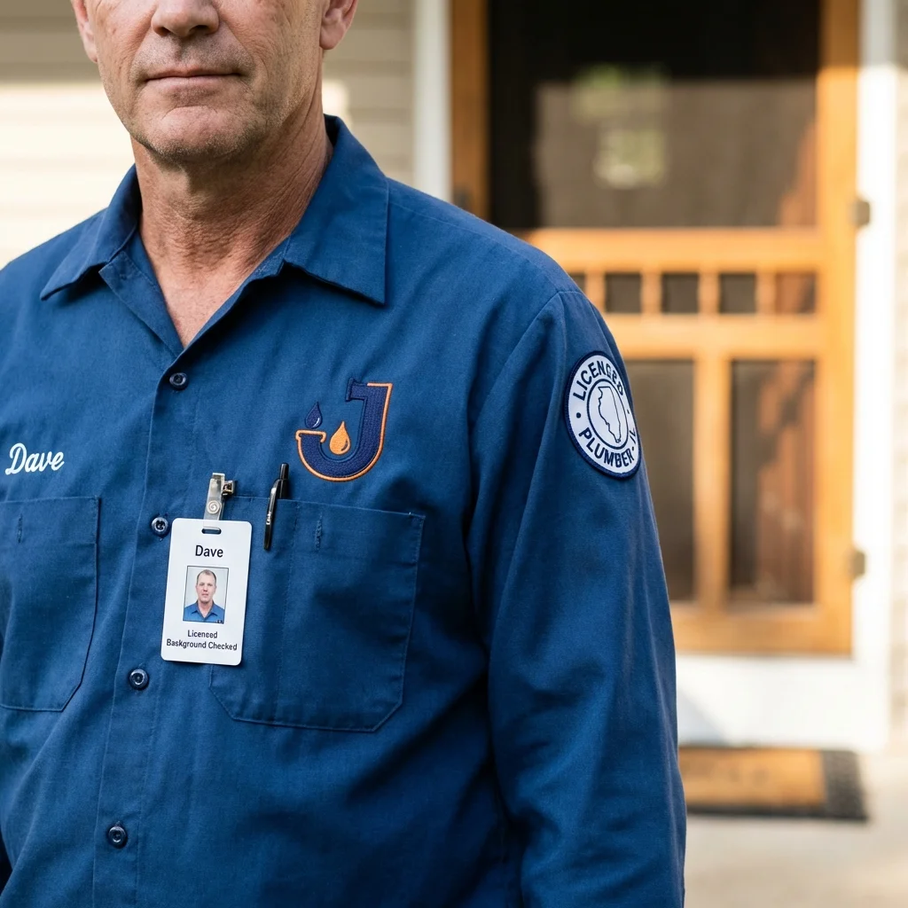 Licensed plumber showing ID badge in Fostoria, OH