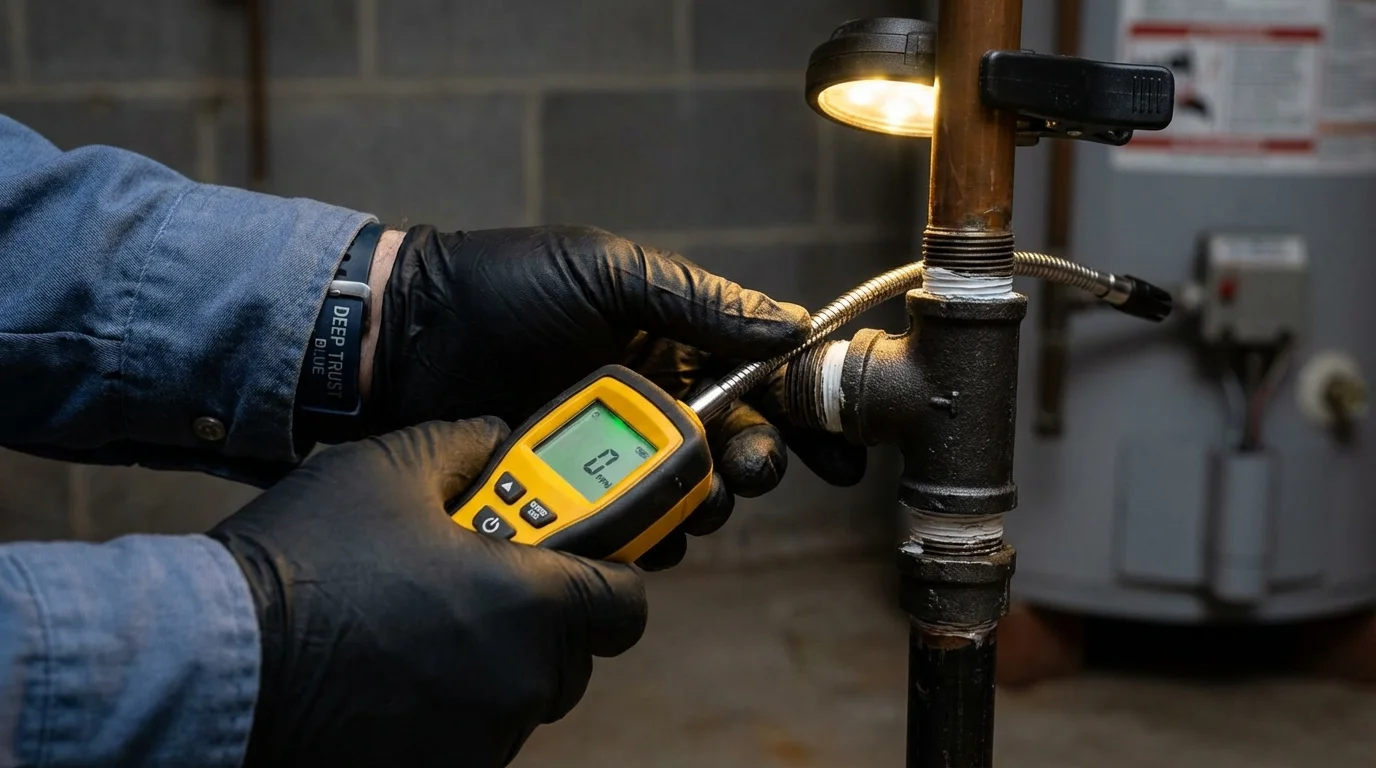 Gas leak detection with electronic sniffer by Johns Plumbing LLC in Fostoria