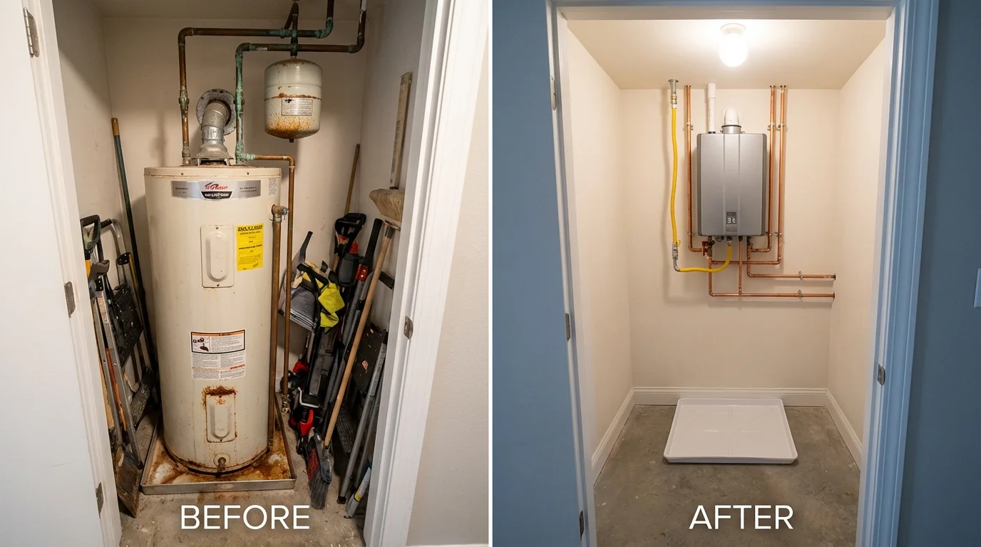 Tank water heater versus wall-mounted tankless unit comparison for Fostoria, OH homeowners
